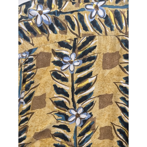 Jams World Hawaiian Shirt Mens XL Floral Yellow Rayon Comfort Tropical - Picture 7 of 9